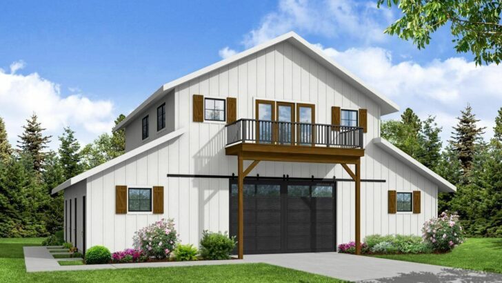 Dual-Story 2-Bedroom Barn Style Garage Apartment with Office and 3 Actual Stalls (Floor Plan)