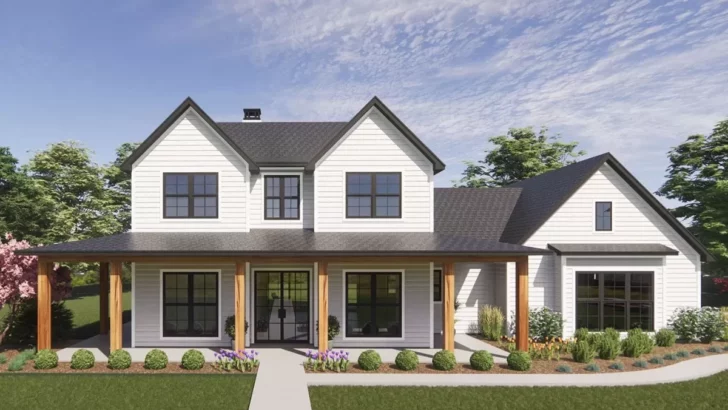 4-Bedroom 2-Story Modern Farmhouse With Private Primary Suite and Wraparound Porch (Floor Plan)