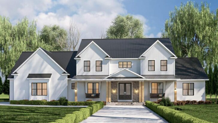Dual-Story 4-Bedroom Modern Farmhouse With Massive Laundry Room (Floor Plan)