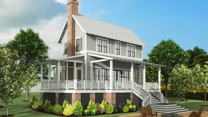 Two-Story 3-Bedroom Southern Charm Farmhouse With Screened Porch (Floor Plan)