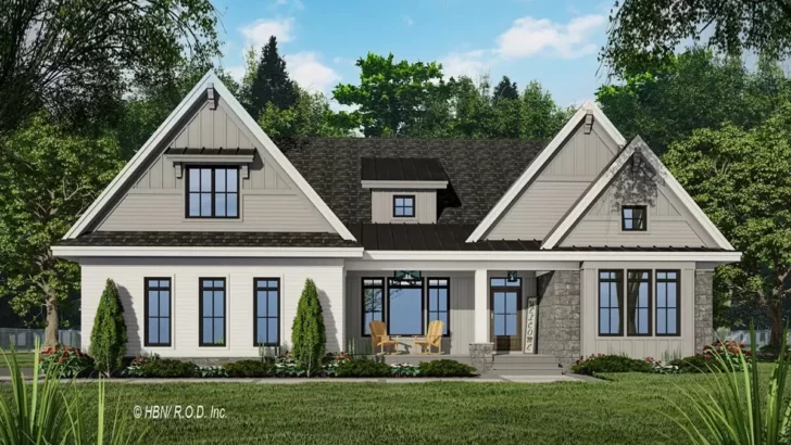 3-Bedroom One-Story New American Farmhouse with Bonus Expansion (Floor Plan)