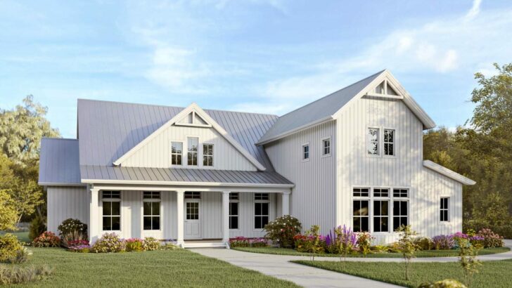 Two-Story 4-Bedroom Modern Farmhouse with Upstairs Options - Attic or Finished Space (Floor Plan)