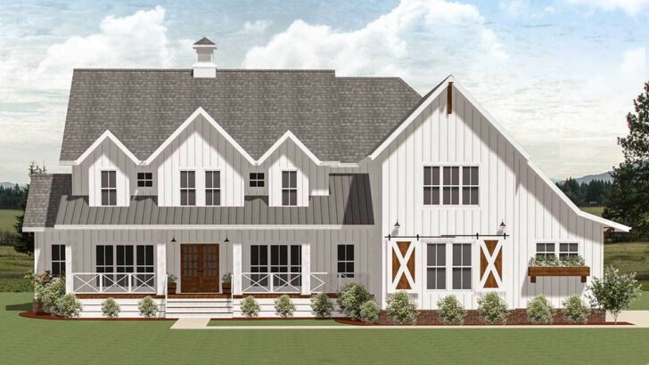 6-Bedroom Dual-Story Country Style Farmhouse with Modern Touches (Floor Plan)