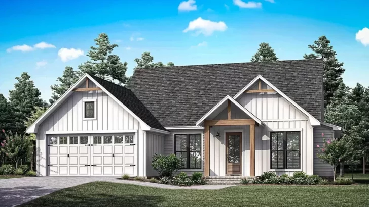 4-Bedroom Single-Story Modern Farmhouse with Spacious Owner's Retreat (Floor Plan)