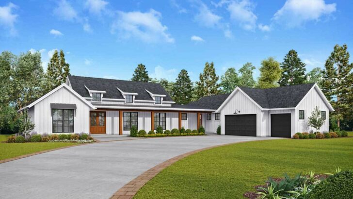 3-Bedroom 1-Story New American Farmhouse with Large Covered Porches (Floor Plan)