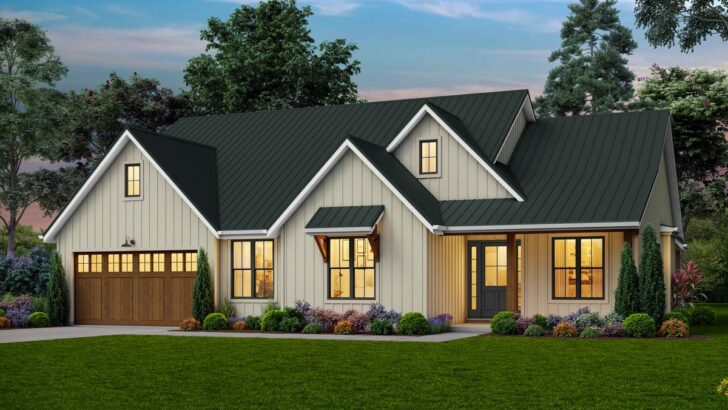 Dual-Story 4-Bedroom Modern Farmhouse with Vaulted Great Room (Floor Plan)