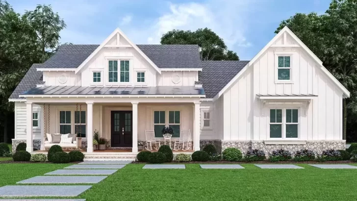 One-Story 3-Bedroom Modern Farmhouse With Bonus Over Garage and Lower Level Expansion (Floor Plan)