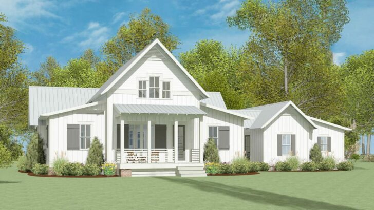 Dual-Story 4-Bedroom Modern Farmhouse with Breezeway-Attached Garage (Floor Plan)