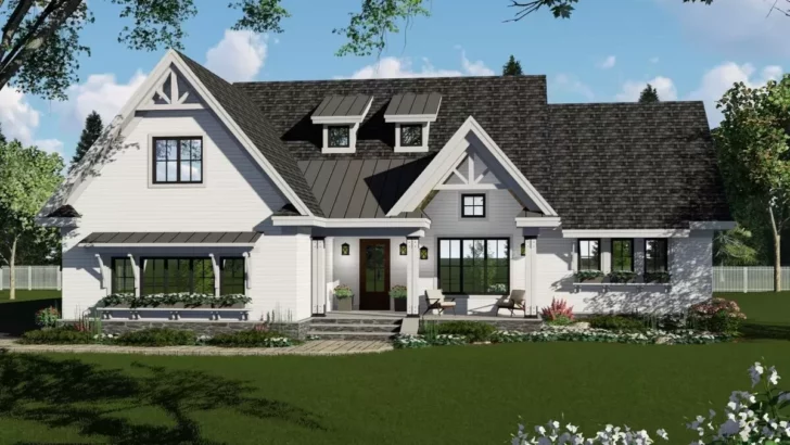 Two-Story 3-Bedroom Country Craftsman Farmhouse with Bonus Room (Floor Plan)