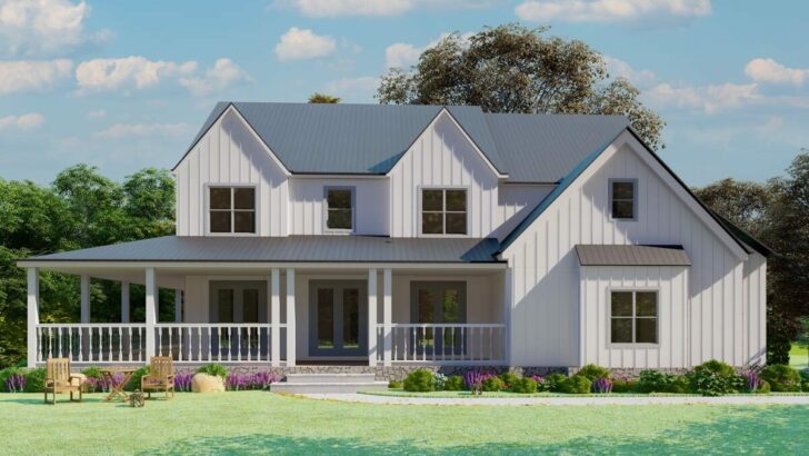 New American 6-Bedroom 2-Story Modern Farmhouse With Optional 2-Story Grand Room (Floor Plan)