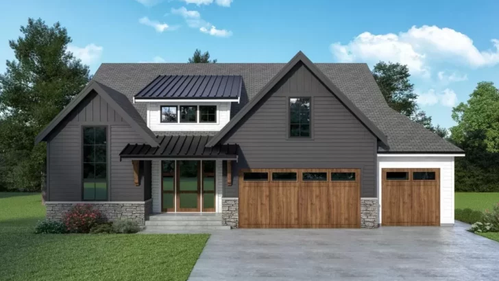 Contemporary Country Style 4-Bedroom 2-Story Farmhouse with Optional Walkout Basement (Floor Plan)