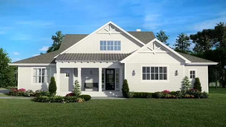 4-Bedroom Dual-Story Modern Farmhouse with Front and Rear Porches (Floor Plan)