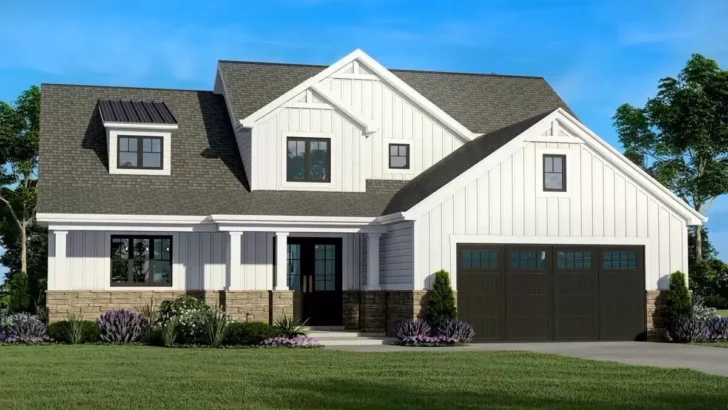 New American 2-Story 4-Bedroom Farmhouse with Main Floor Master Suite (Floor Plan)