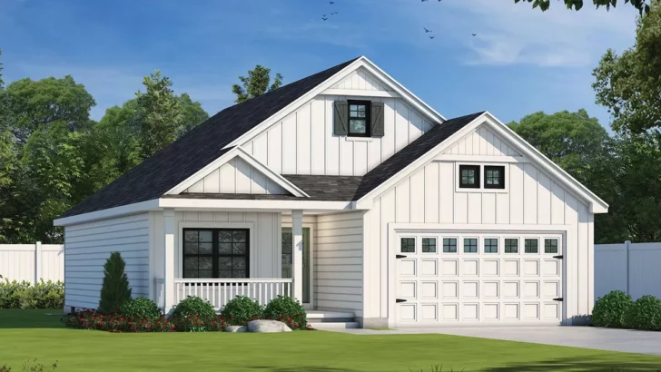 2-Bedroom 1-Story New American Farmhouse With Dual Master Suites (Floor Plan)