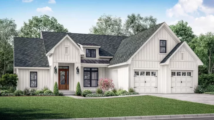 One-Story 4-Bedroom Modern Farmhouse with Direct Laundry Access from The Main Suite (Floor Plan)