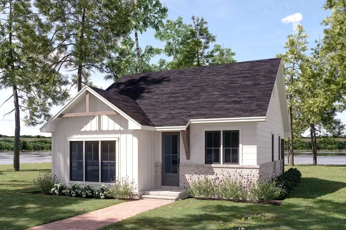2-Bedroom Single-Story Cottage Farmhouse With Front and Rear Porches ...