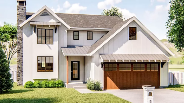 Family-Friendly Dual-Story 3-Bedroom Modern Farmhouse With Outdoor Access Dining (Floor Plan)