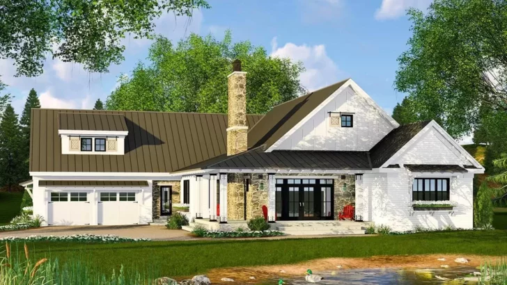 Dual-Story 4-Bedroom Modern Farmhouse With Vaulted Open Concept Interior (Floor Plan)