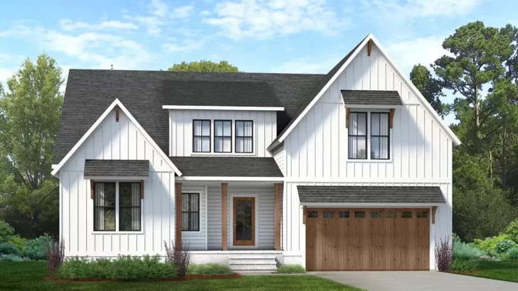Two-Story 5-Bedroom New American Home with Home Office and Main-level Master (Floor Plan)