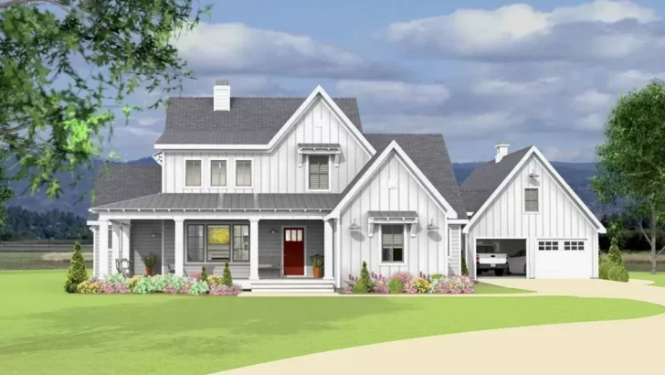 4-Bedroom Two-Story Modern Farmhouse With Flexible Loft Space (Floor Plan)