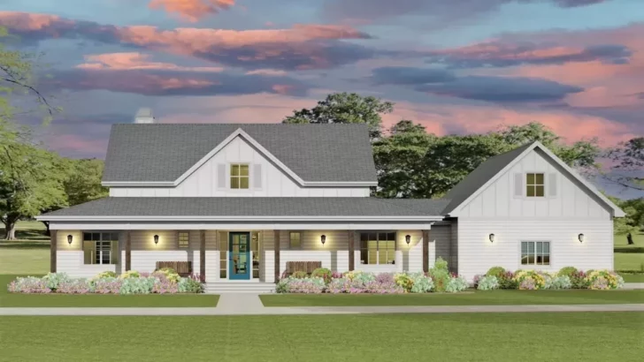 5-Bedroom 2-Story Modern Farmhouse With Home Office and Optional Bonus Rooms (Floor Plan)