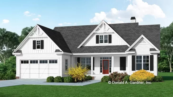 3-Bedroom 1-Story Modern Farmhouse with Cathedral Ceilings (Floor Plan)