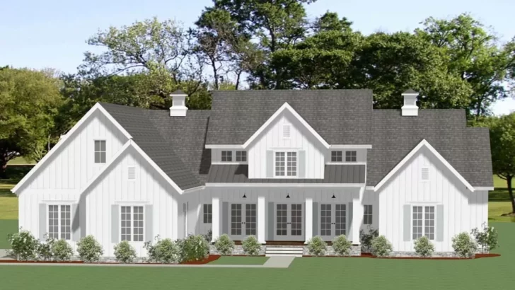 4-Bedroom 2-Story Country Farmhouse with Two Owner's Suites (Floor Plan)