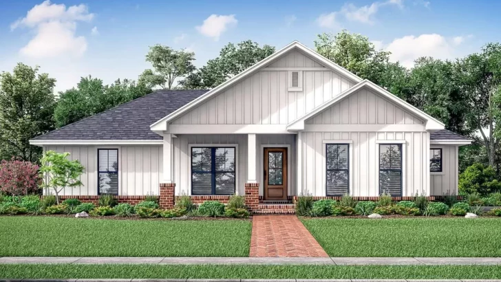 Budget-Friendly 3-Bedroom Single-Story Farmhouse With Open Concept Living (Floor Plan)