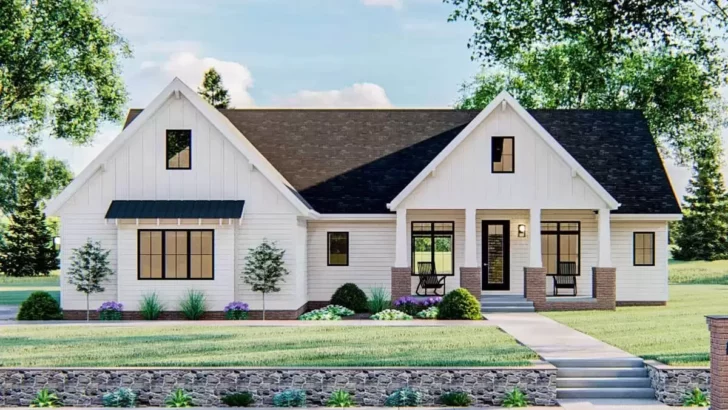 Board and Batten Dual-Story 7-Bedroom Modern Farmhouse With Expansion Possibilities (Floor Plan)