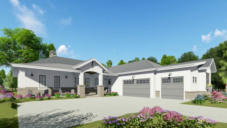 4-Bedroom Single-Story Modern Farmhouse With Optional Finished Lower Level (Floor Plan)