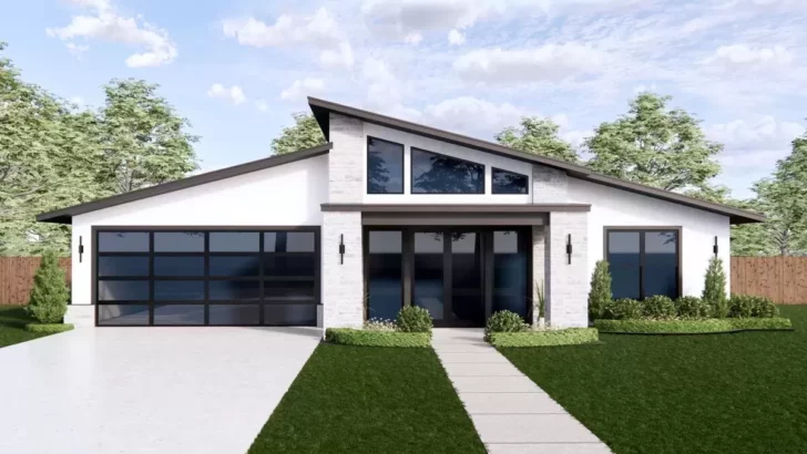 4-Bedroom Single-Story Modern Ranch with Vaulted Family Room (Floor Plan)