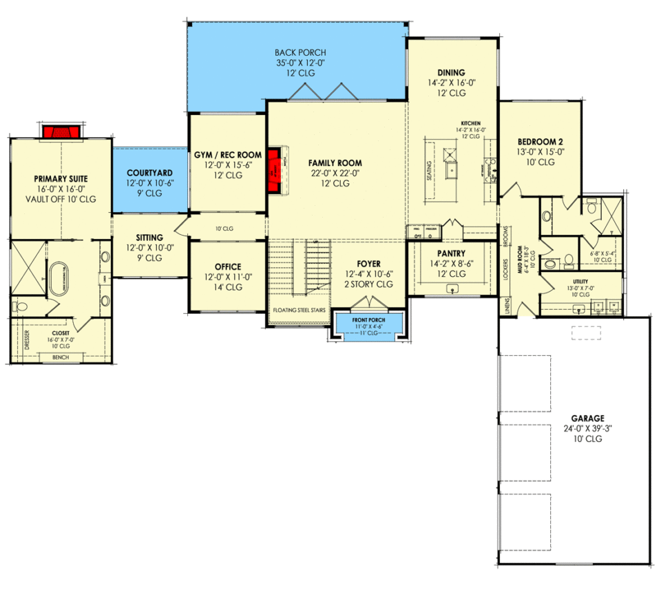 Two-Story 4-Bedroom Transitional Style Farmhouse with Floating Stairs ...