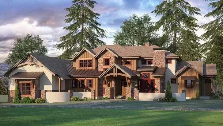 Rugged 5-Bedroom Two-Story Craftsman Home With Spectacular Rear Deck (Floor Plan)