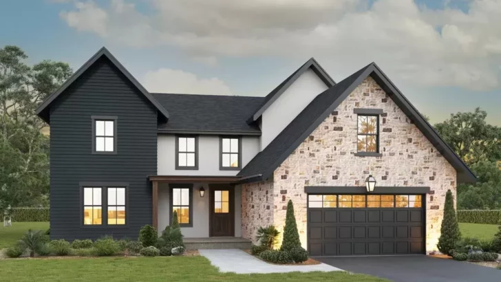 Dual-Story 5-Bedroom New American Farmhouse with Home Office and Guest Bedroom (Floor Plan)