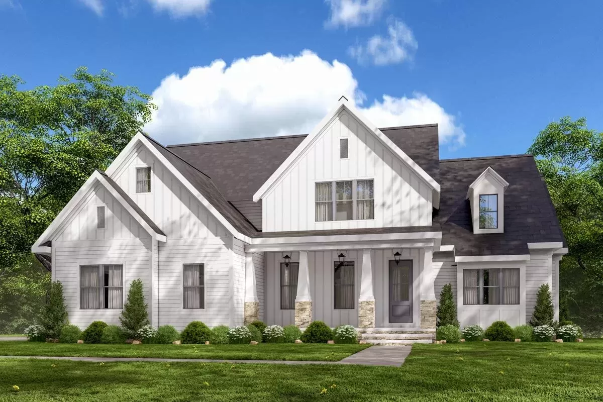 4-Bedroom 2-Story Modern Farmhouse with Vaulted Family Room and Home ...