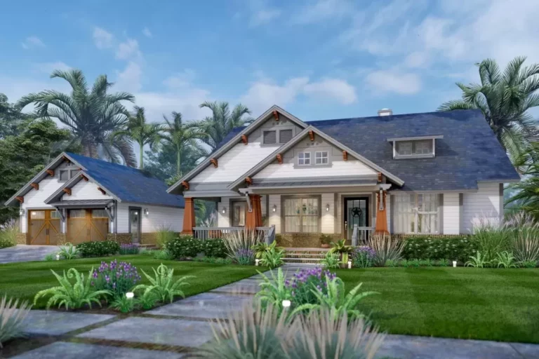 3-Bedroom 1-Story Craftsman Cottage House with Study Room (Floor Plan)
