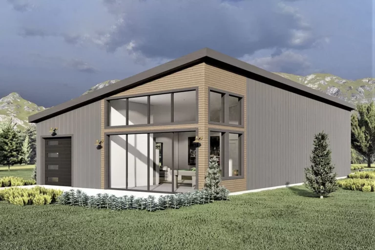 3-Car 1-Story Modern Detached Garage with Living Room (Floor Plan)