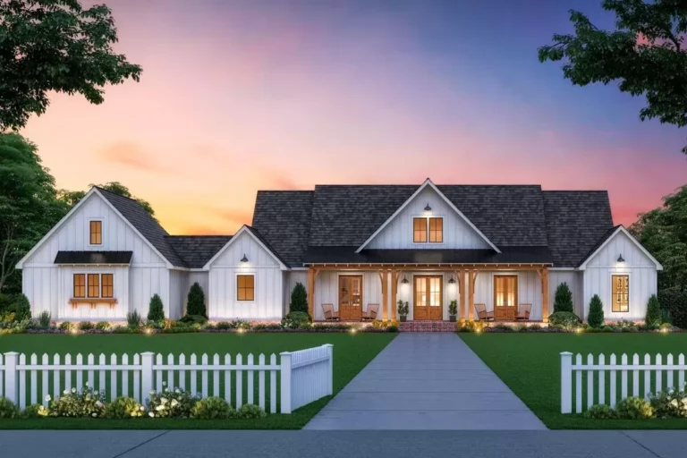 3-Bedroom One-Story Classic Farmhouse with Home Office (Floor Plan)