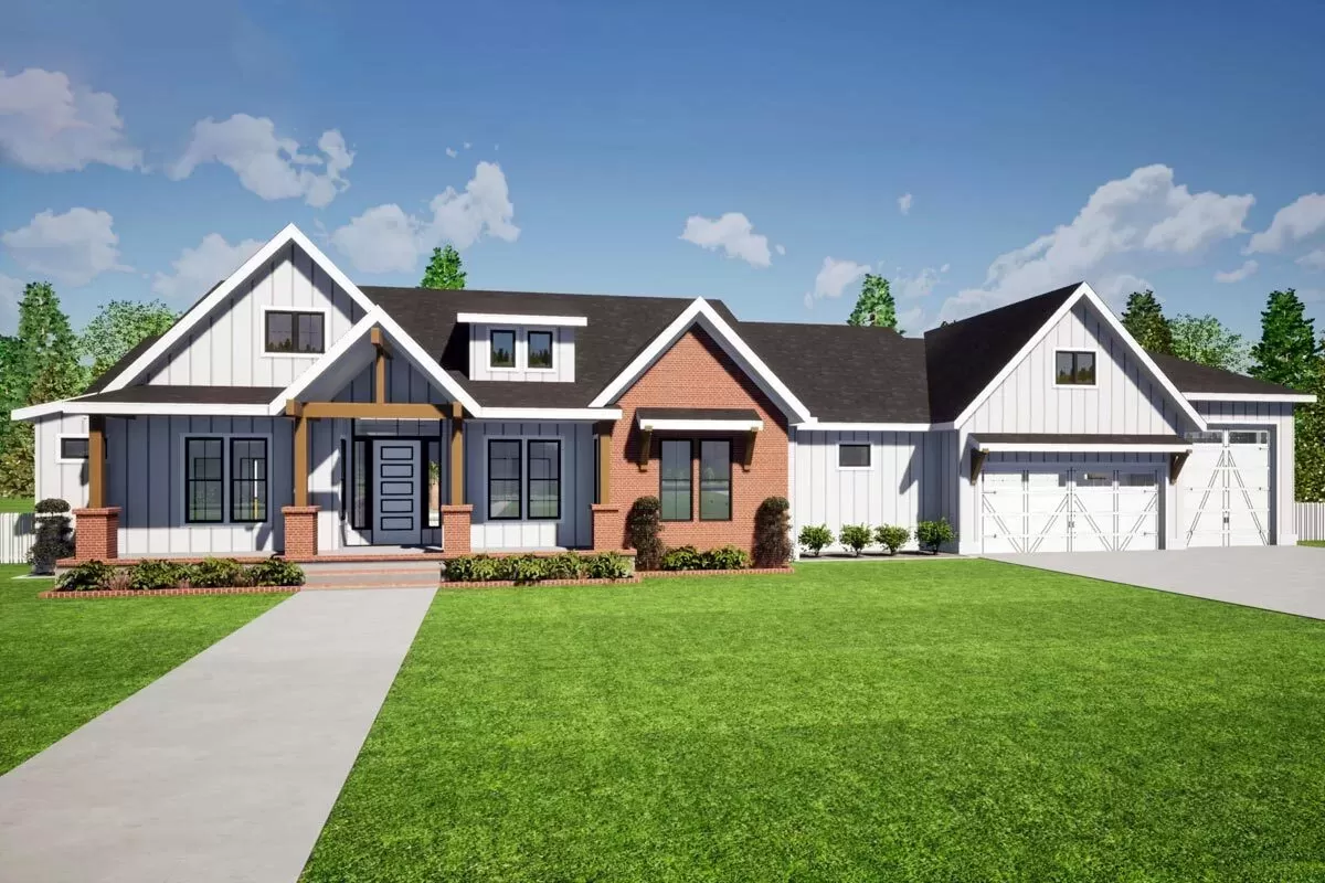 4-Bedroom 1-Story Country Ranch House with Versatile Flex Room and ...