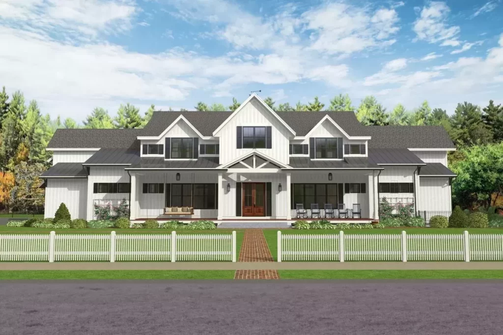 9-Bedroom 2-Story Modern Farmhouse with Optionally Finished Lower Level Expansion (Floor Plan)