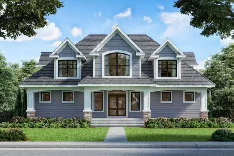 6-Bedroom 2-Story Craftsman House with Octagon-Shaped Sun Room (Floor Plan)