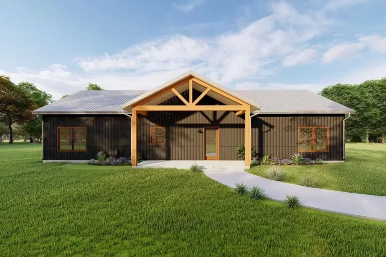 3-Bedroom Single-Story Rustic Ranch Home with Split Bedroom Design (Floor Plan)