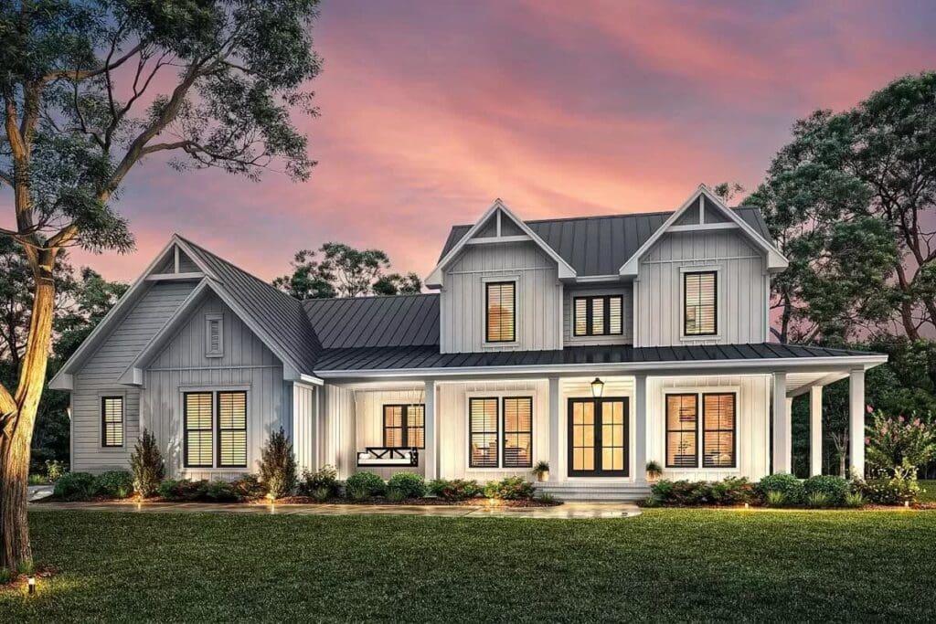 4-Bedroom 2-Story Modern Farmhouse with Optionally Finished Bonus Room (Floor Plan)