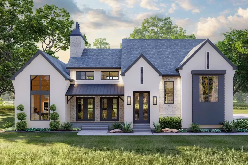 4-Bedroom 2-Story Modern Cottage House with Laundry on Both Floors (Floor Plan)