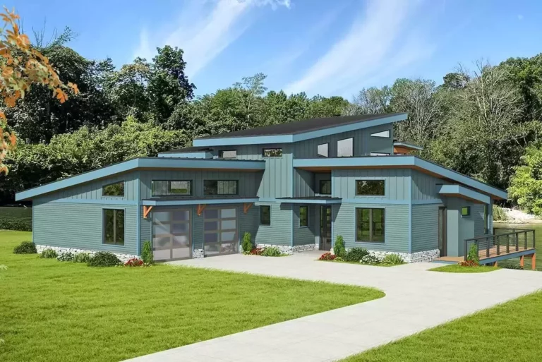4-Bedroom 2-Story Mid-Century Modern Mountain House with Vaulted Master Suite (Floor Plan)