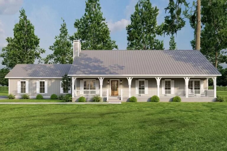 3-Bedroom 1-Story Country Ranch House with Home Office (Floor Plan)