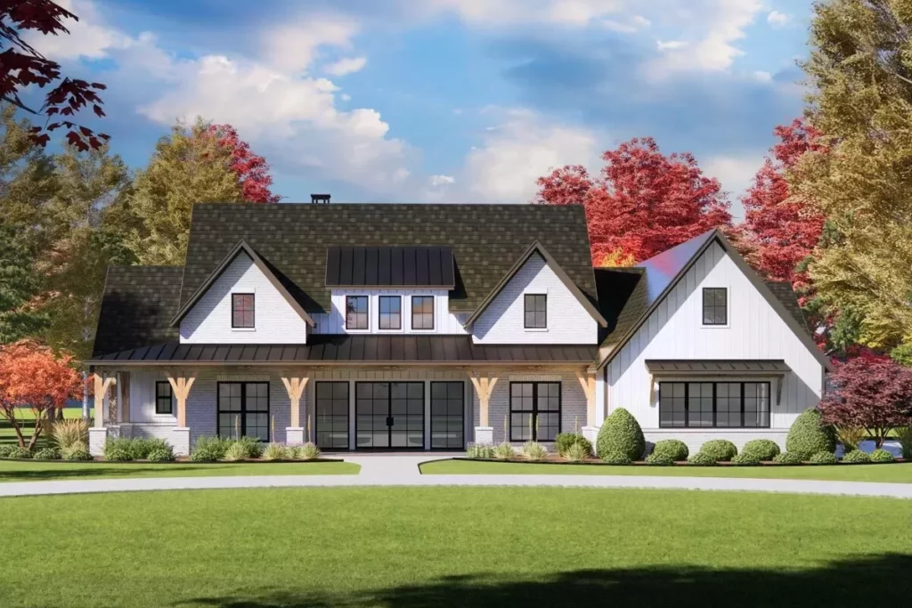 4-Bedroom 1-Story Modern Farmhouse with Home Office (Floor Plan)