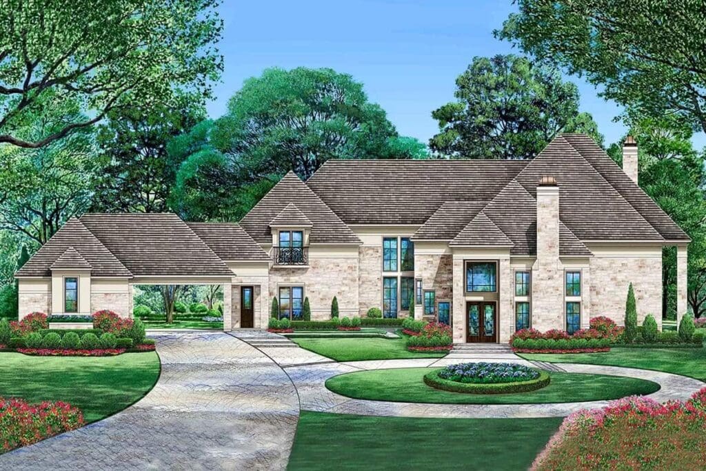 4-Bedroom 2-Story Modern Farmhouse with Courtyard 3-Car Garage (Floor Plan)