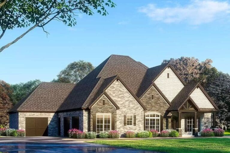 4-Bedroom 1-Story House with Vaulted Ceilings and Finished Lower Level (Floor Plan)