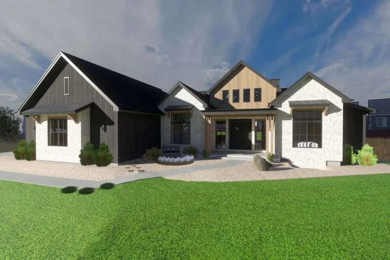 5-Bedroom Single-Story Transitional Farmhouse with 4-Car Garage (Floor Plan)